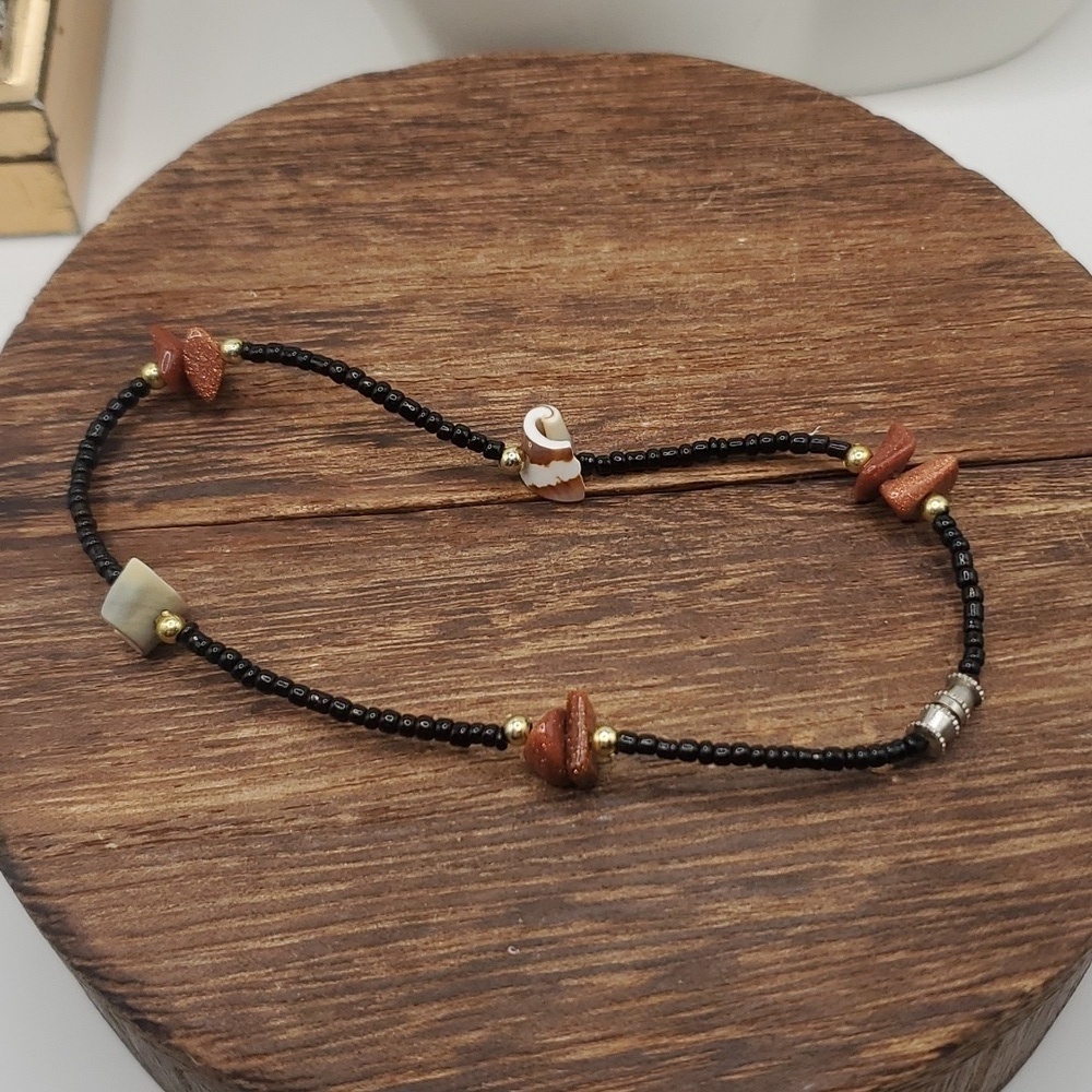 B2412 orange sparkle coral and shell‎ bracelet